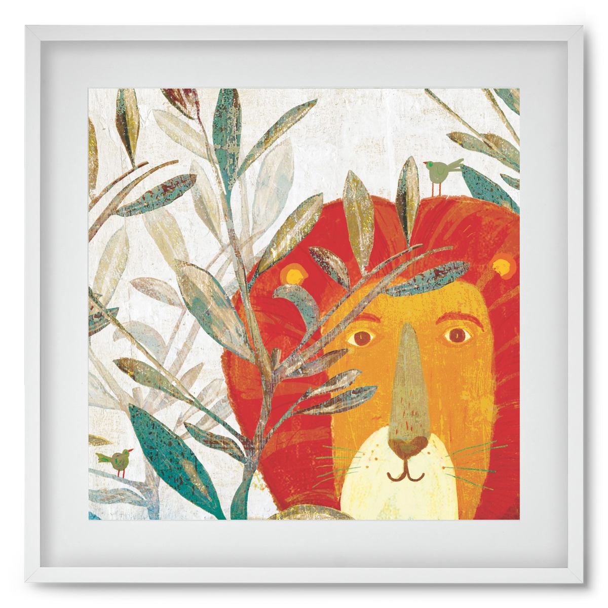 Oroszlán, 50x50 cm (40x40 cm), Fehér keret, paszpartuval