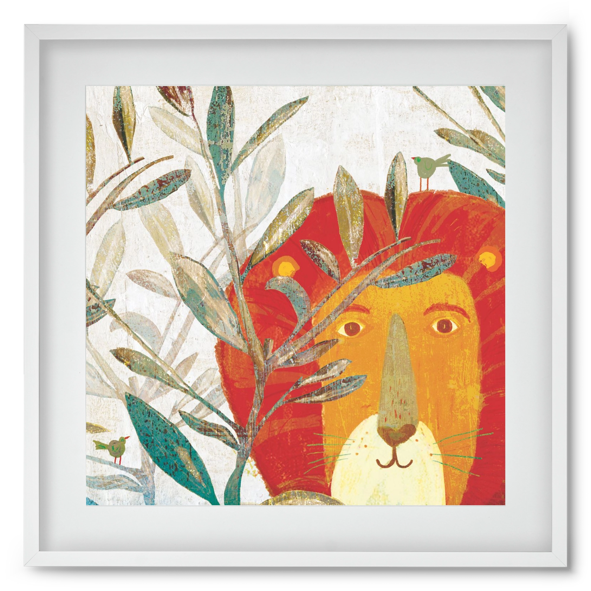 Oroszlán, 50x50 cm (40x40 cm), Fehér keret, paszpartuval