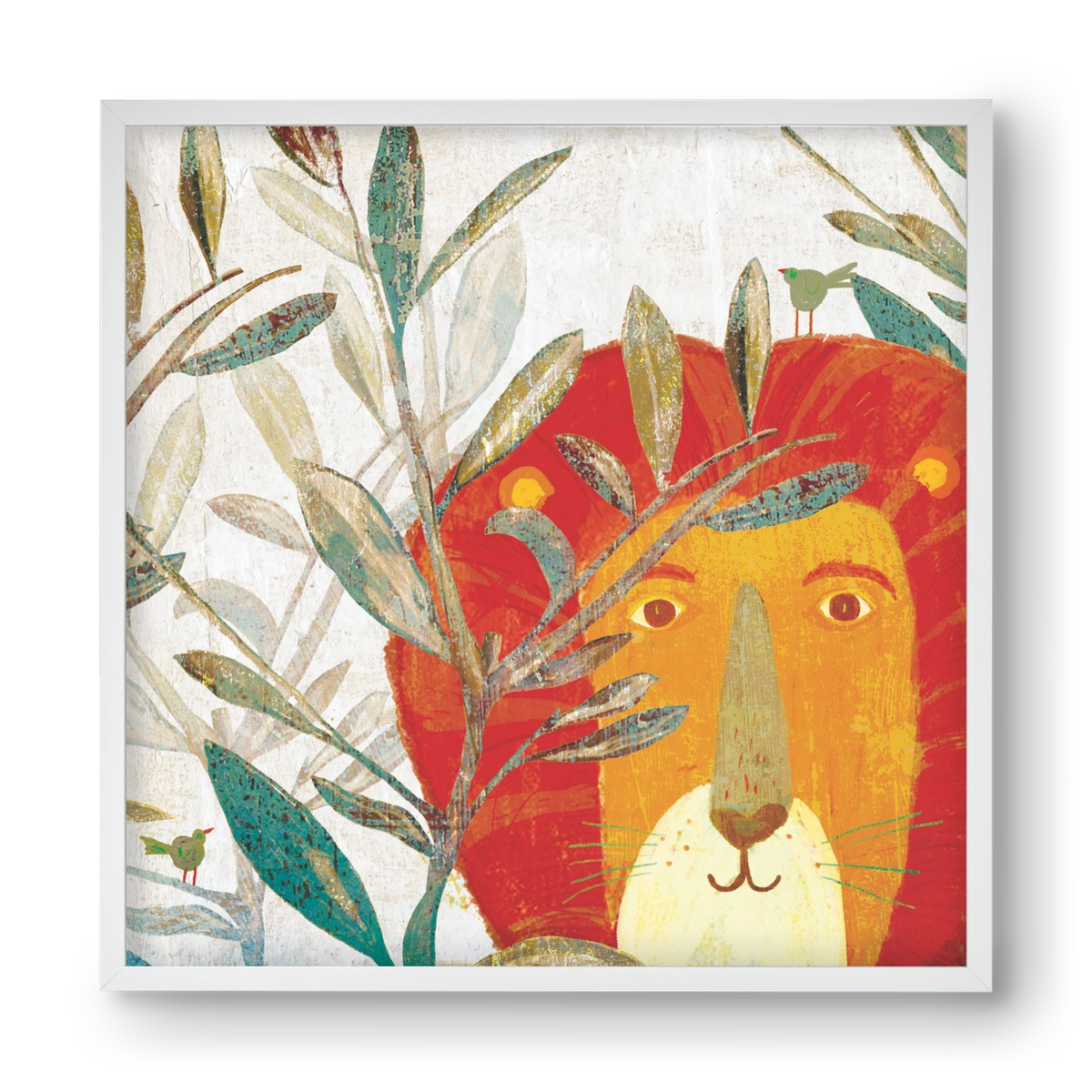 Oroszlán, 40x40 cm (40x40 cm), Fehér keret