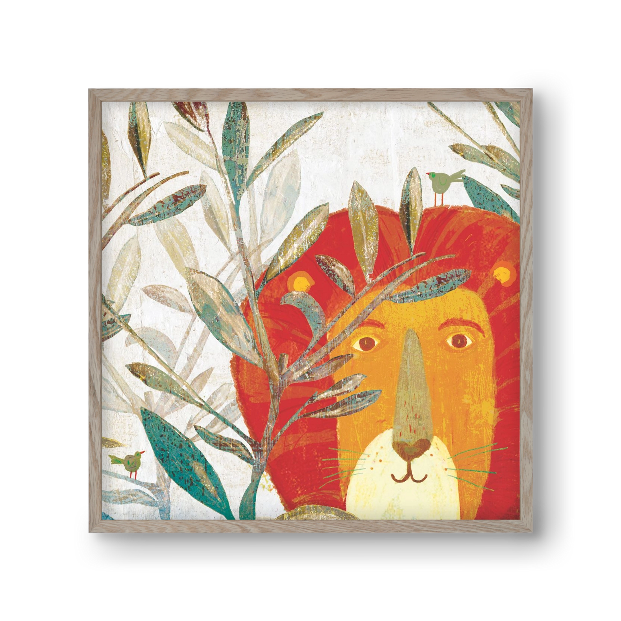 Oroszlán, 30x30 cm (30x30 cm), Tölgy keret