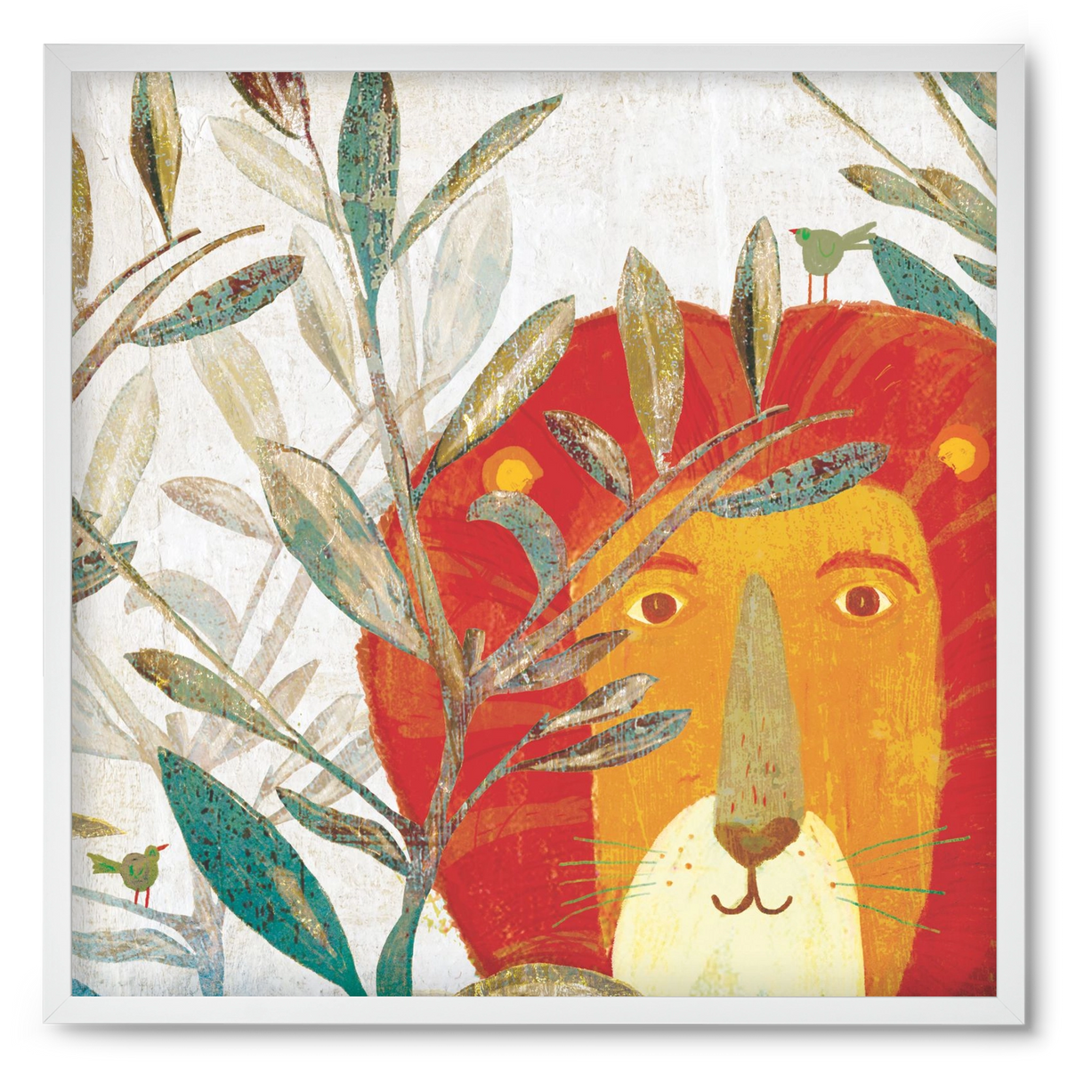 Oroszlán, 50x50 cm (50x50 cm), Fehér keret