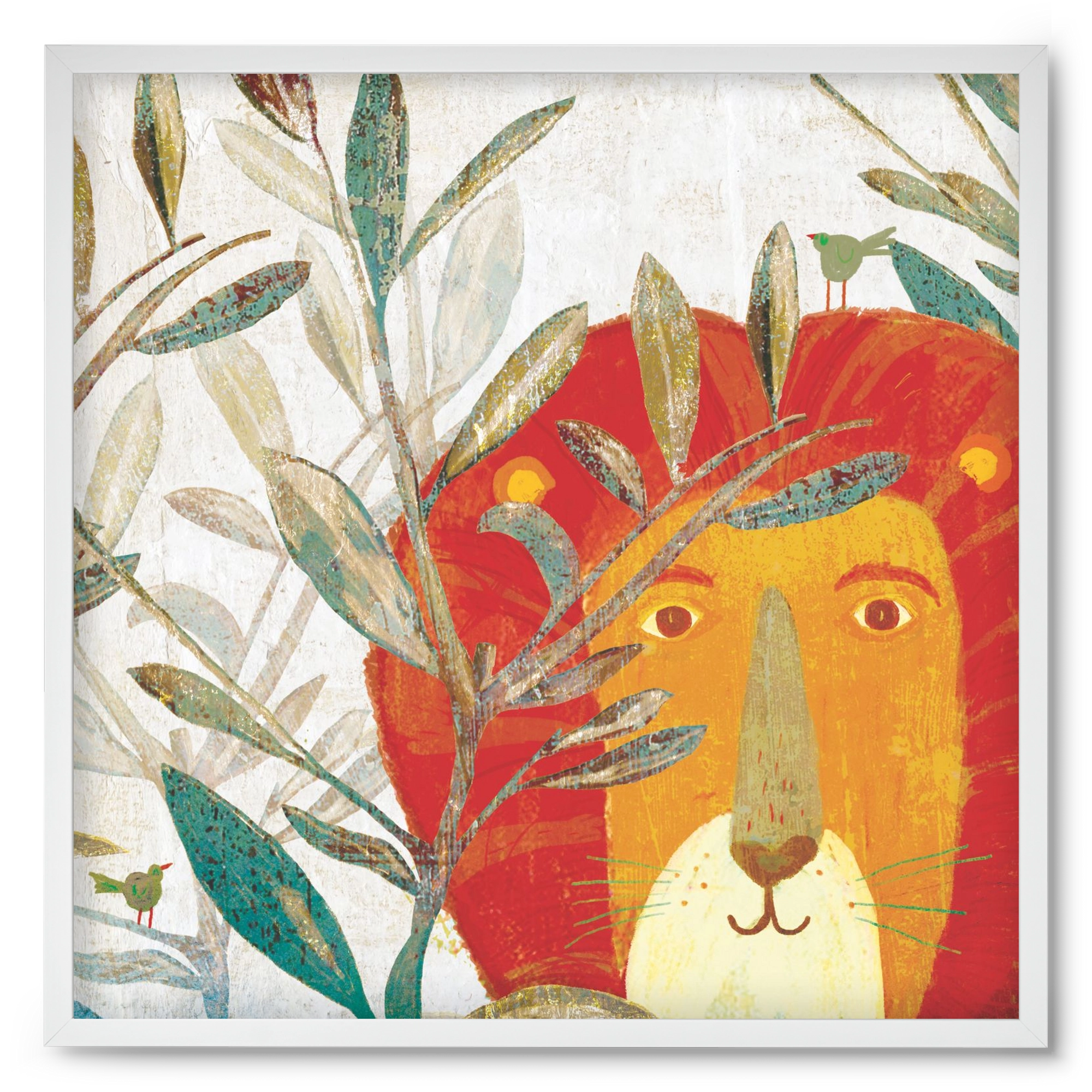 Oroszlán, 50x50 cm (50x50 cm), Fehér keret