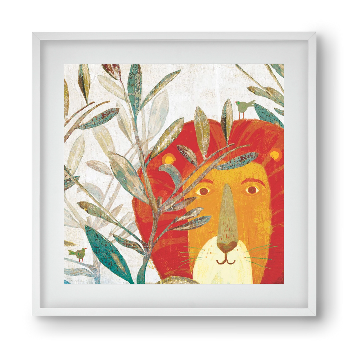 Oroszlán, 40x40 cm (30x30 cm), Fehér keret, paszpartuval