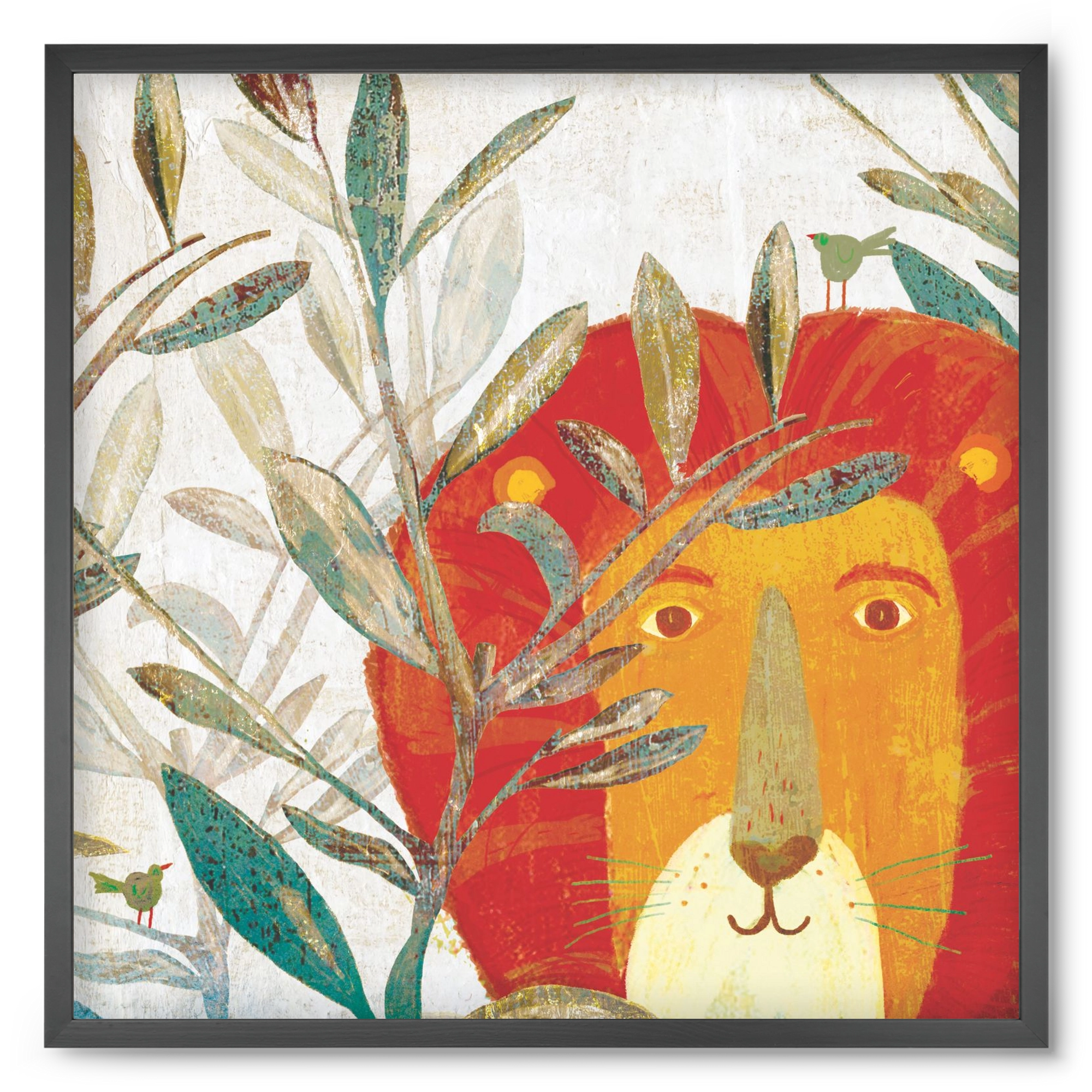 Oroszlán, 50x50 cm (50x50 cm), Fekete keret