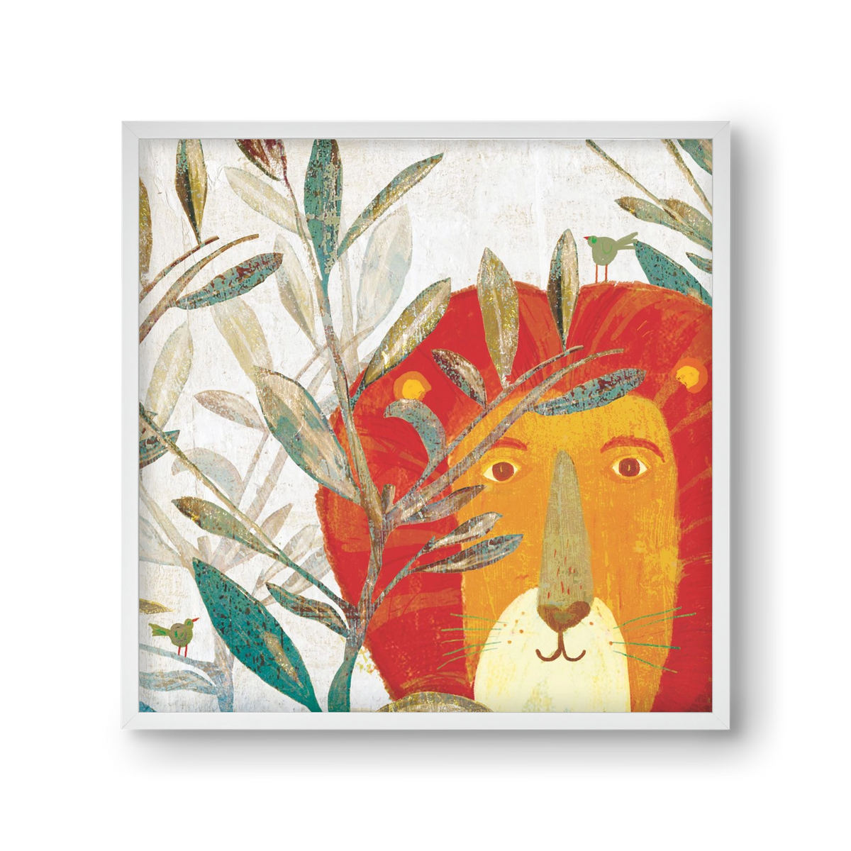 Oroszlán, 30x30 cm (30x30 cm), Fehér keret