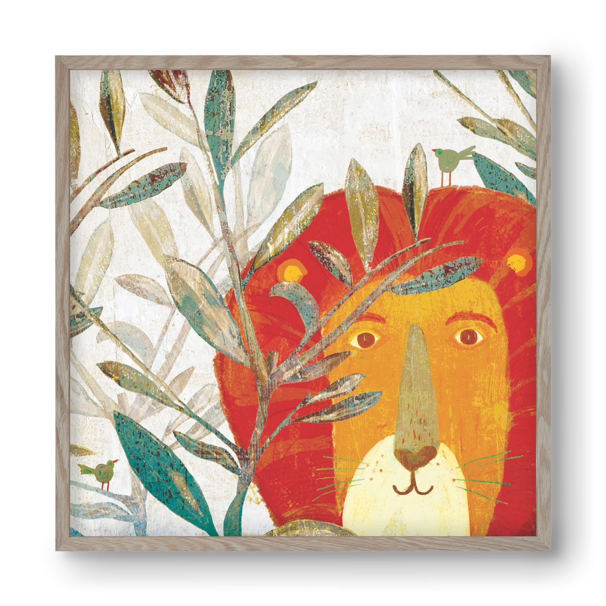 Oroszlán, 40x40 cm (40x40 cm), Tölgy keret