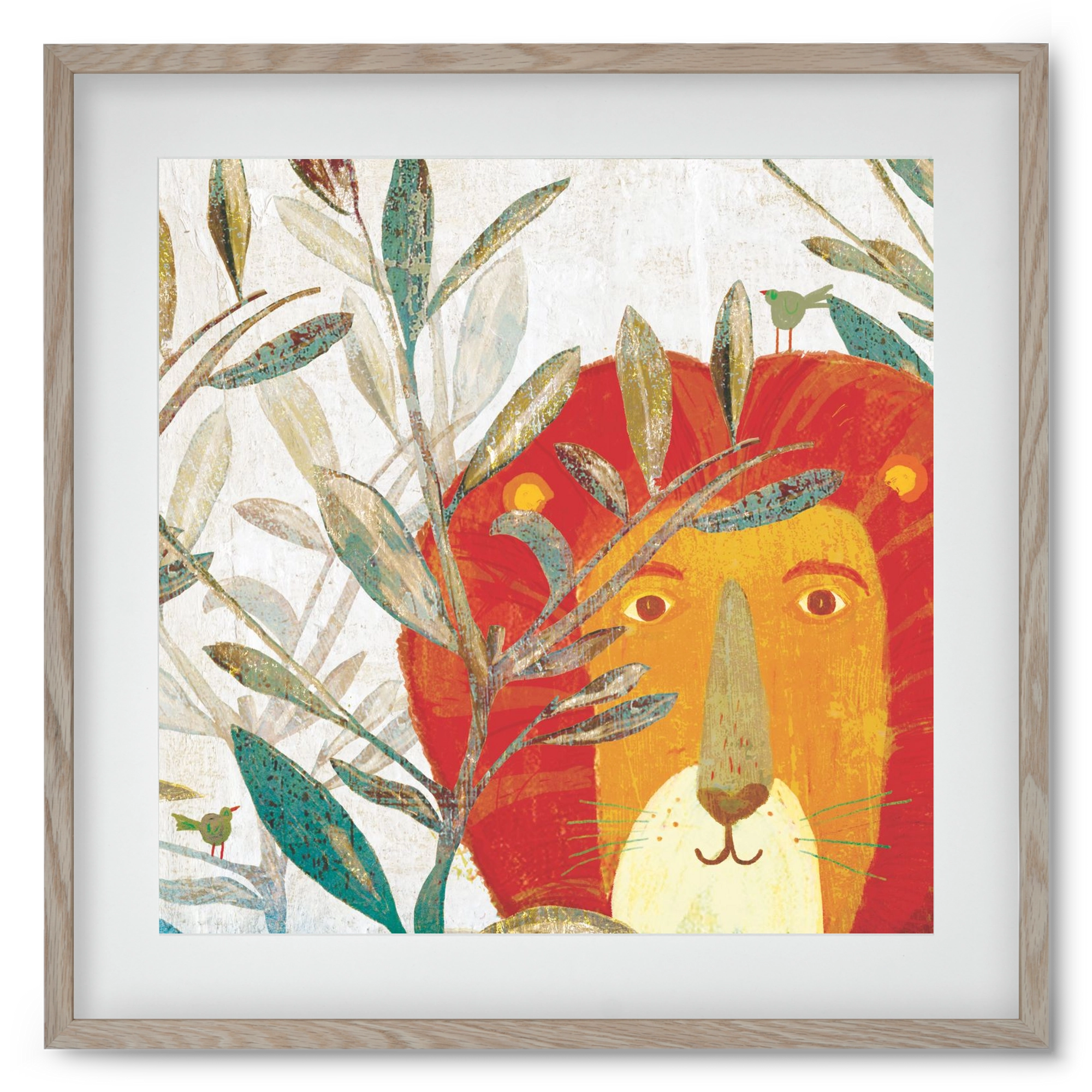 Oroszlán, 50x50 cm (40x40 cm), Tölgy keret, paszpartuval