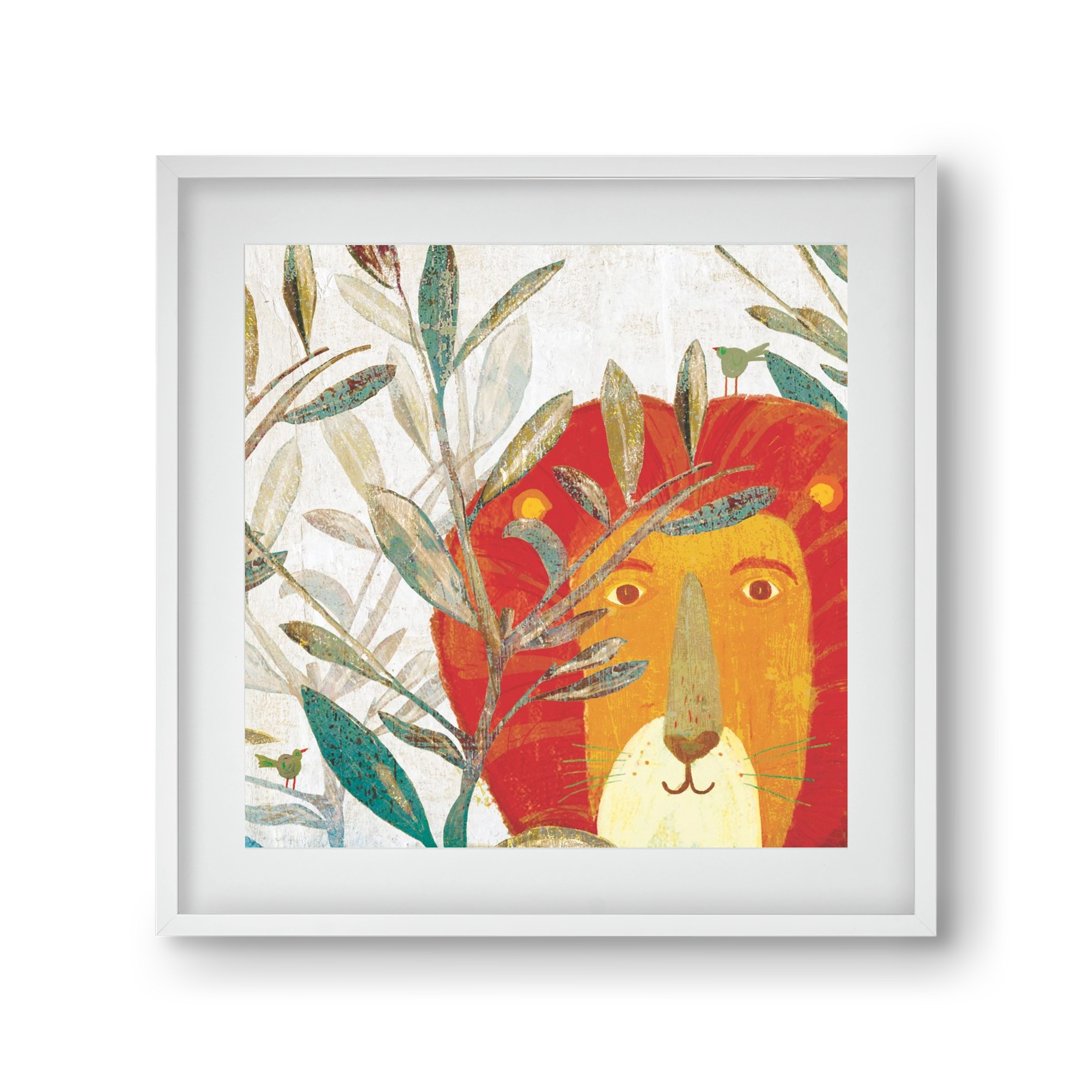 Oroszlán, 30x30 cm (20x20 cm), Fehér keret, paszpartuval