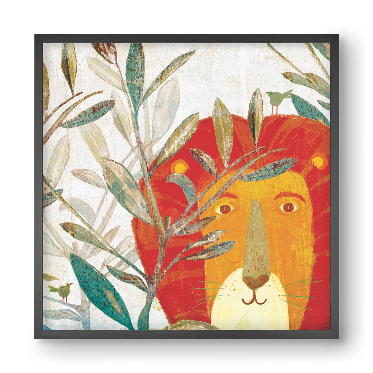 Oroszlán, 40x40 cm (40x40 cm), Fekete keret