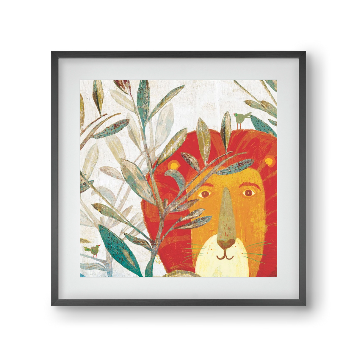 Oroszlán, 30x30 cm (20x20 cm), Fekete keret, paszpartuval