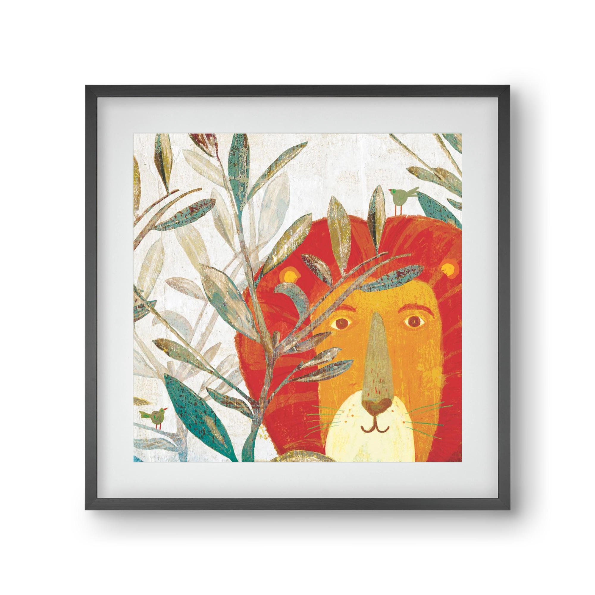 Oroszlán, 30x30 cm (20x20 cm), Fekete keret, paszpartuval