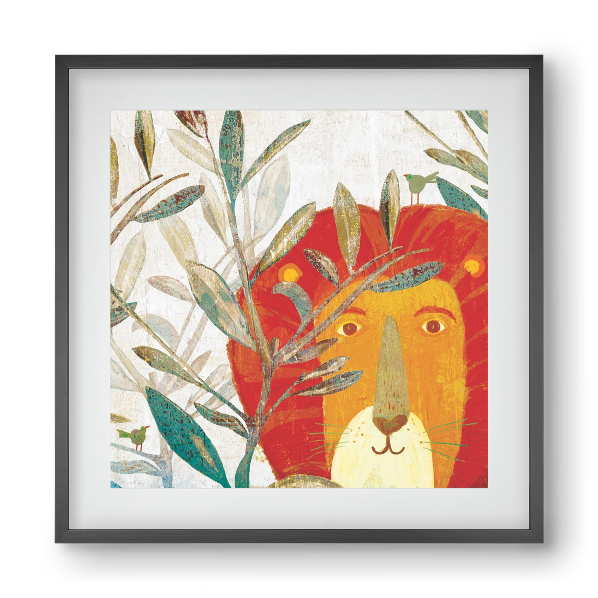 Oroszlán, 40x40 cm (30x30 cm), Fekete keret, paszpartuval