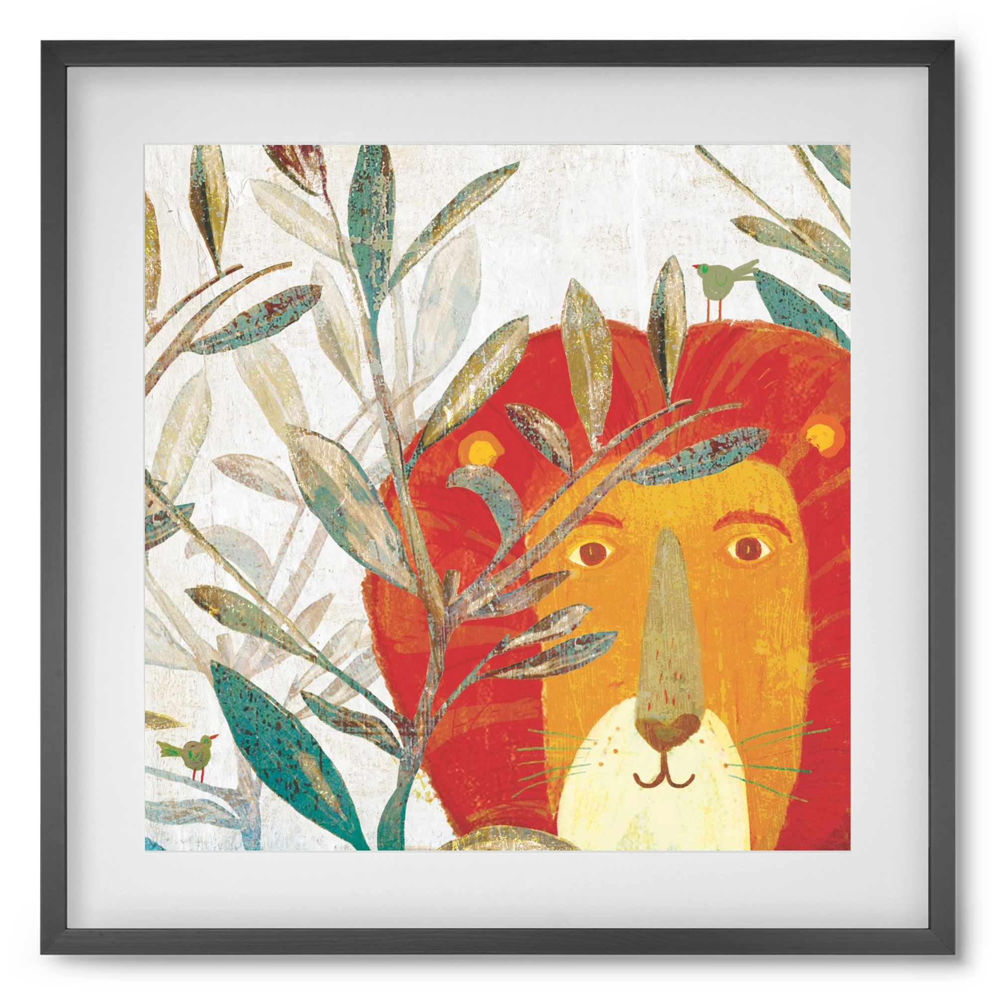 Oroszlán, 50x50 cm (40x40 cm), Fekete keret, paszpartuval