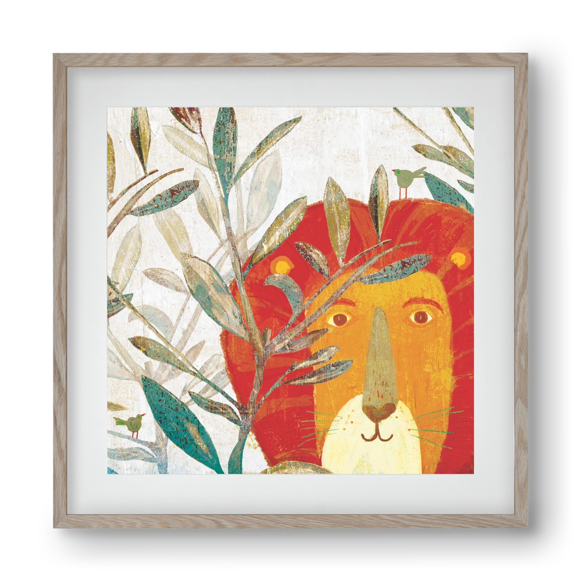 Oroszlán, 40x40 cm (30x30 cm), Tölgy keret, paszpartuval