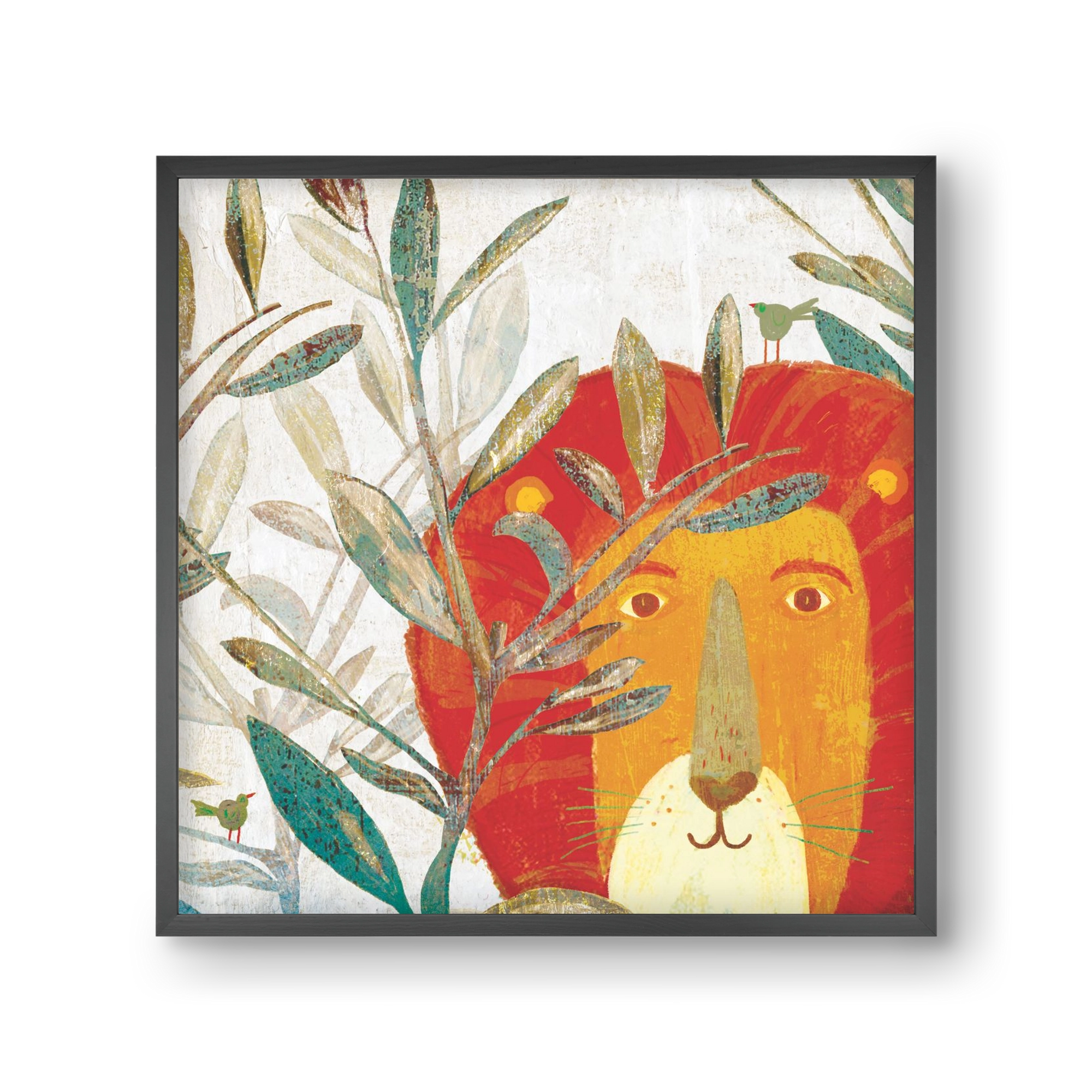 Oroszlán, 30x30 cm (30x30 cm), Fekete keret