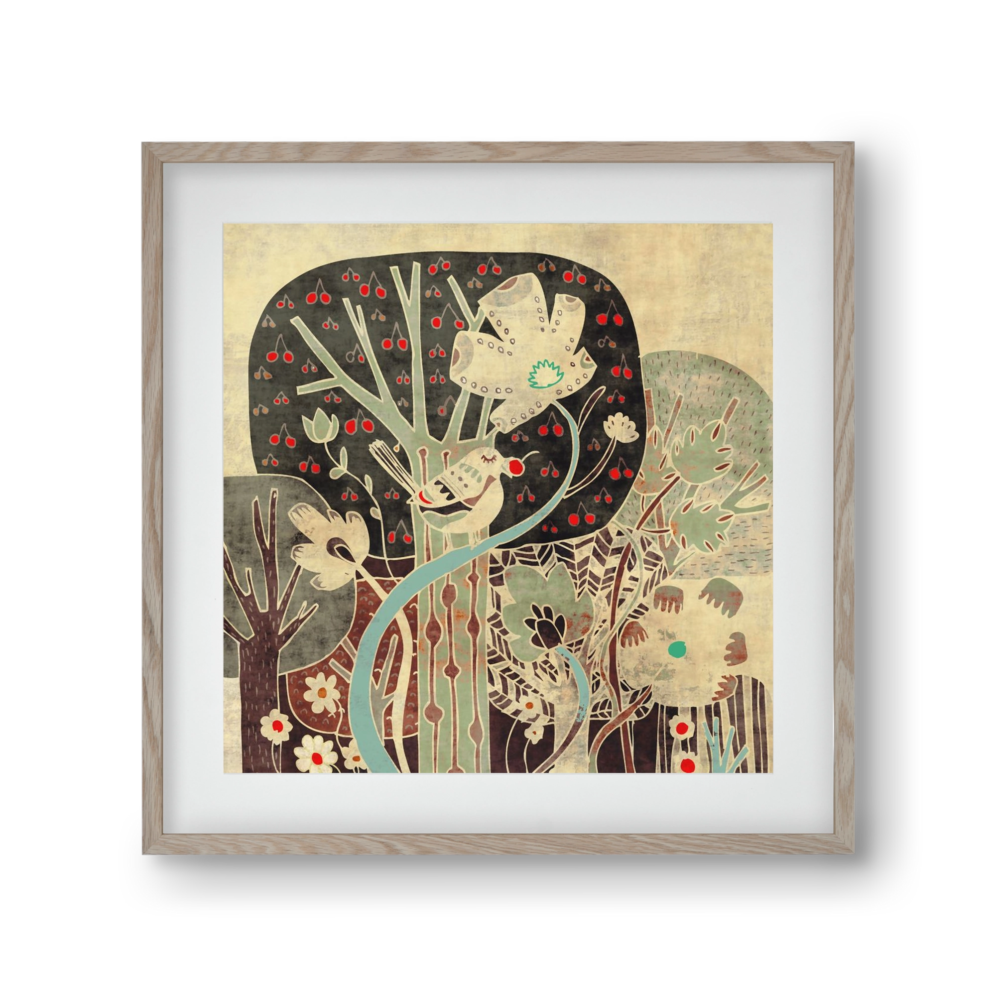 Erdő, 30x30 cm (20x20 cm), Tölgy keret, paszpartuval