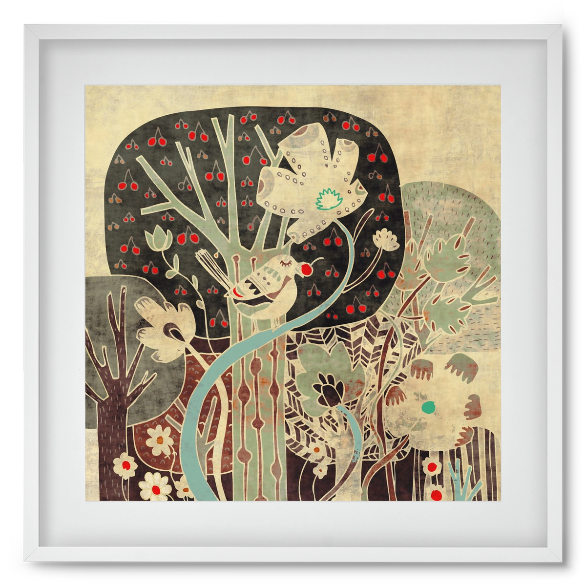 Erdő, 50x50 cm (40x40 cm), Fehér keret, paszpartuval