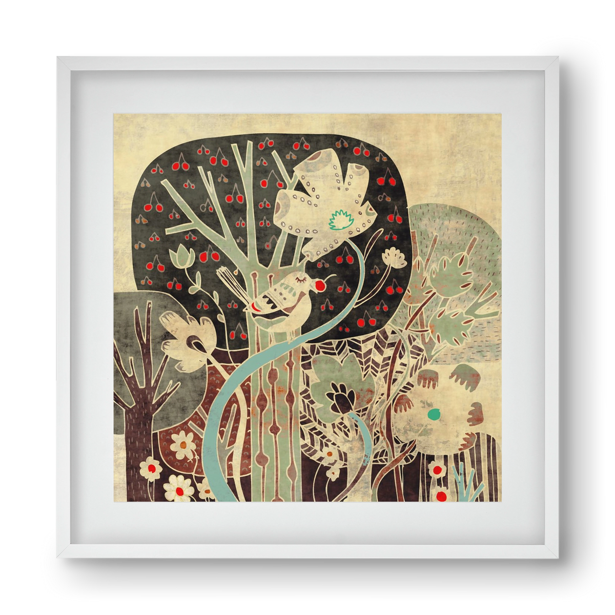 Erdő, 40x40 cm (30x30 cm), Fehér keret, paszpartuval