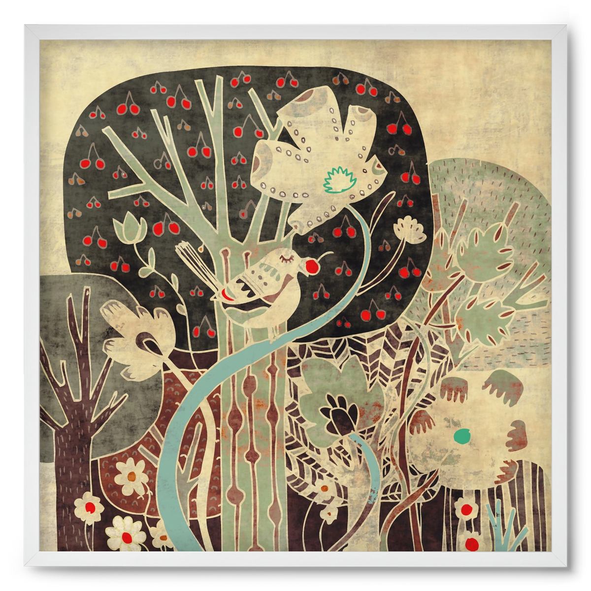 Erdő, 50x50 cm (50x50 cm), Fehér keret