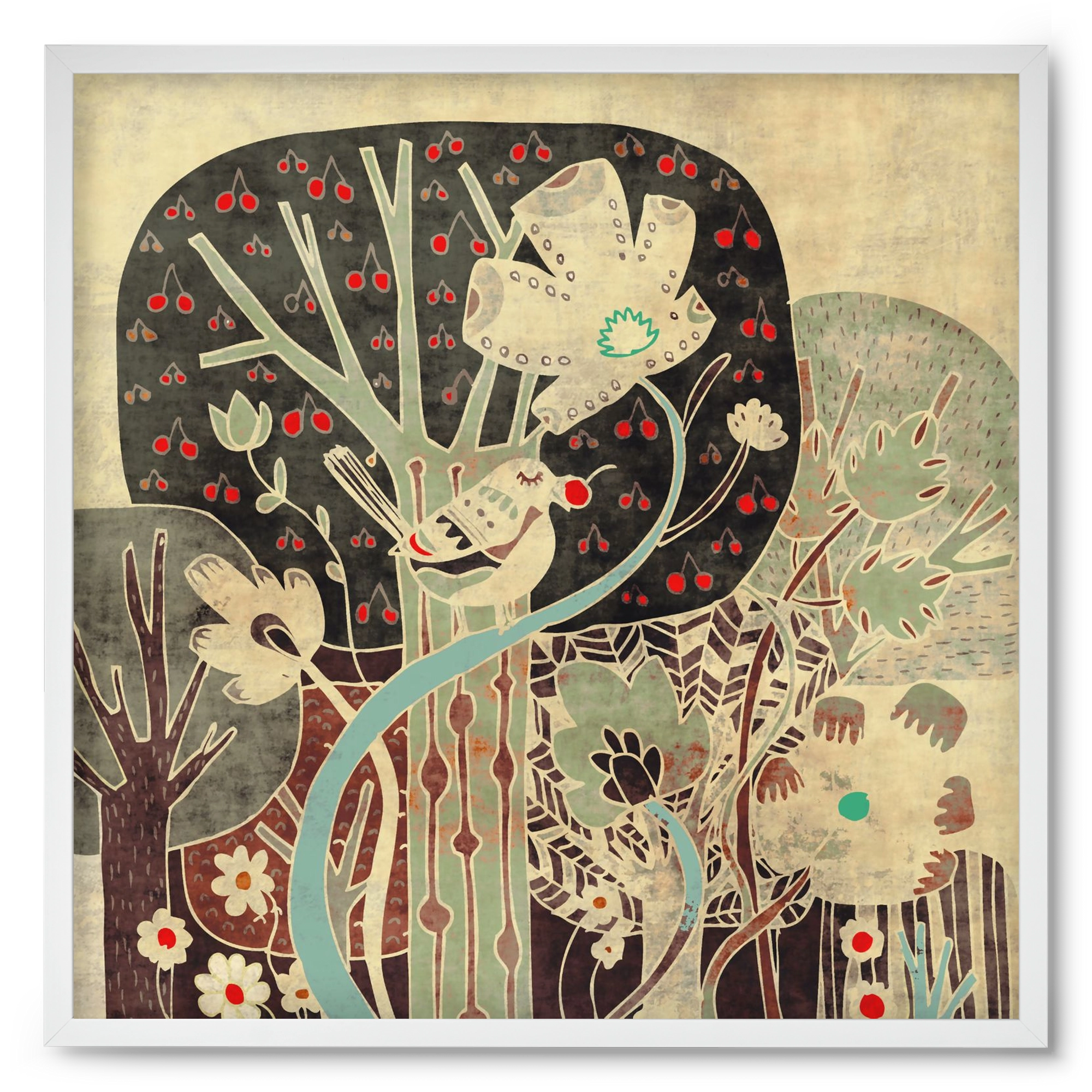 Erdő, 50x50 cm (50x50 cm), Fehér keret