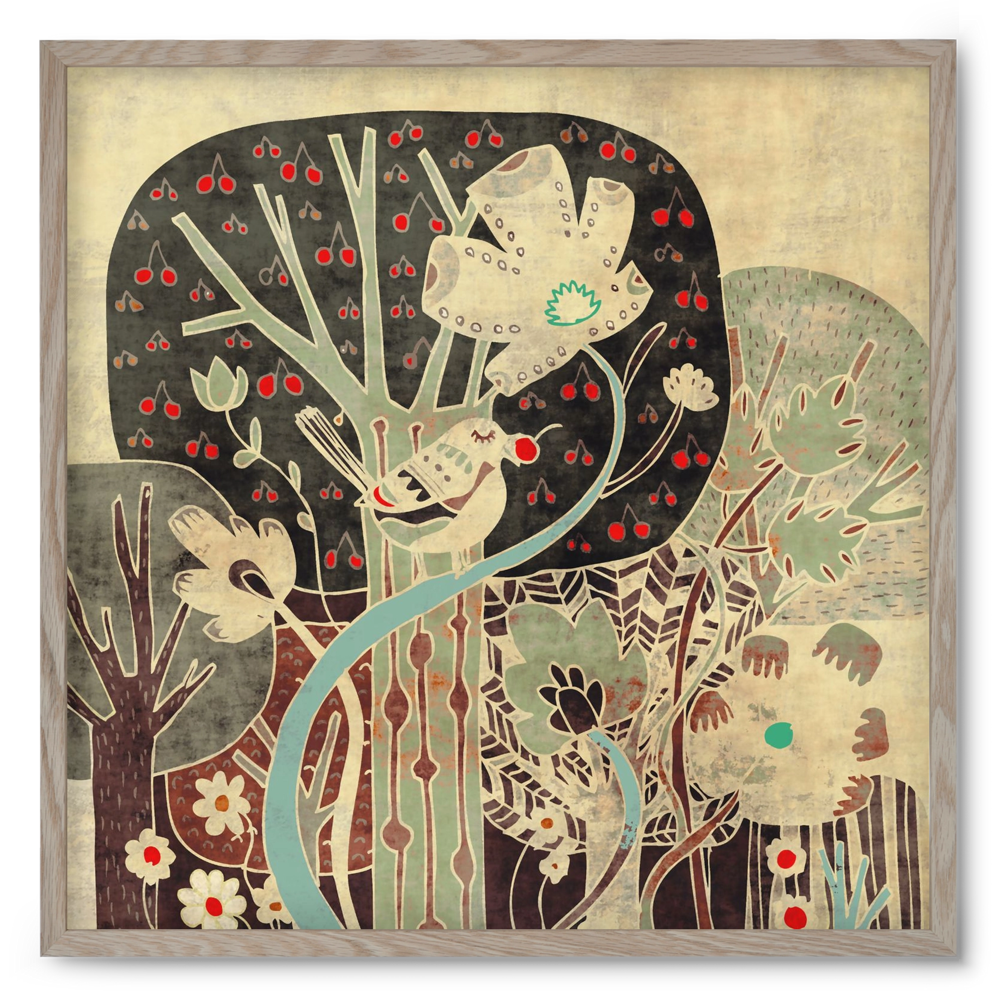 Erdő, 50x50 cm (50x50 cm), Tölgy keret