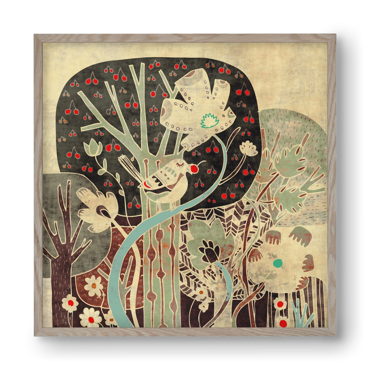 Erdő, 40x40 cm (40x40 cm), Tölgy keret