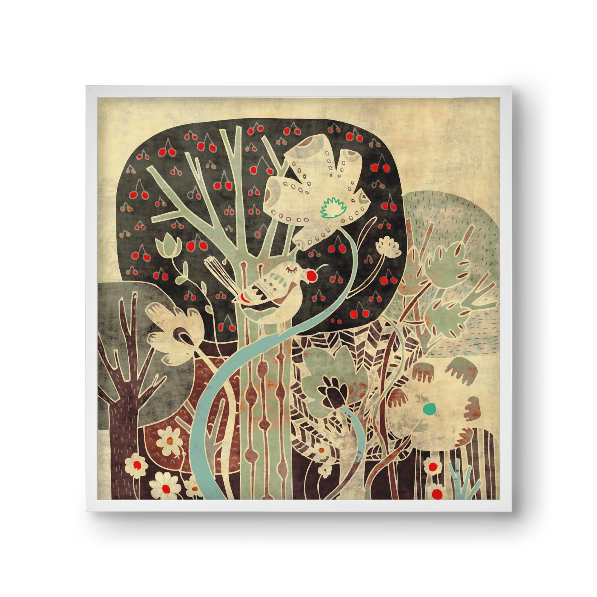 Erdő, 30x30 cm (30x30 cm), Fehér keret