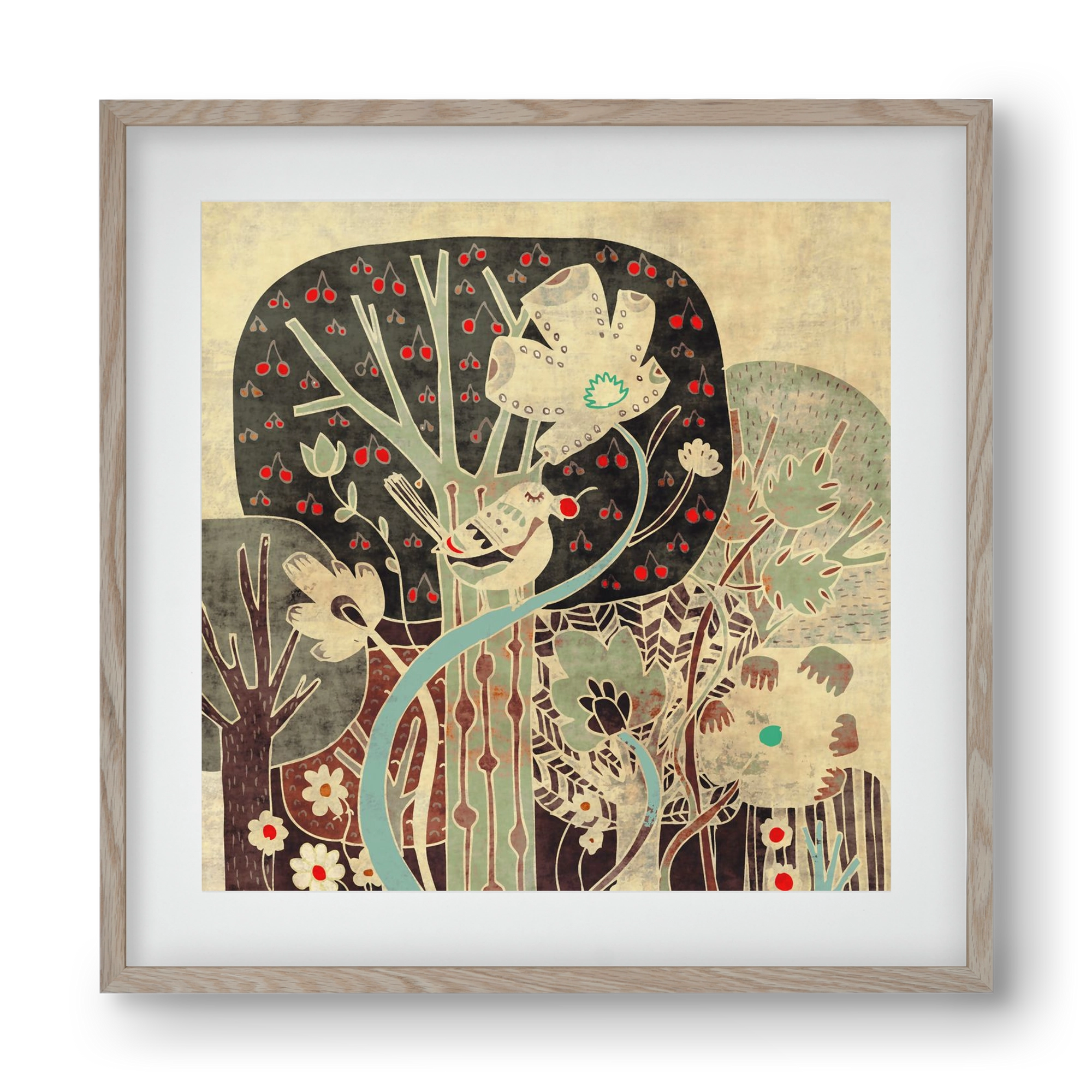 Erdő, 40x40 cm (30x30 cm), Tölgy keret, paszpartuval