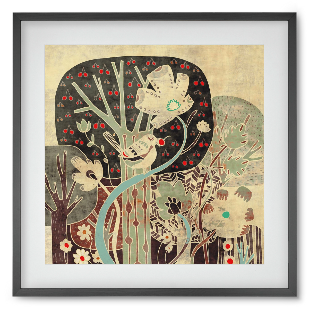 Erdő, 50x50 cm (40x40 cm), Fekete keret, paszpartuval