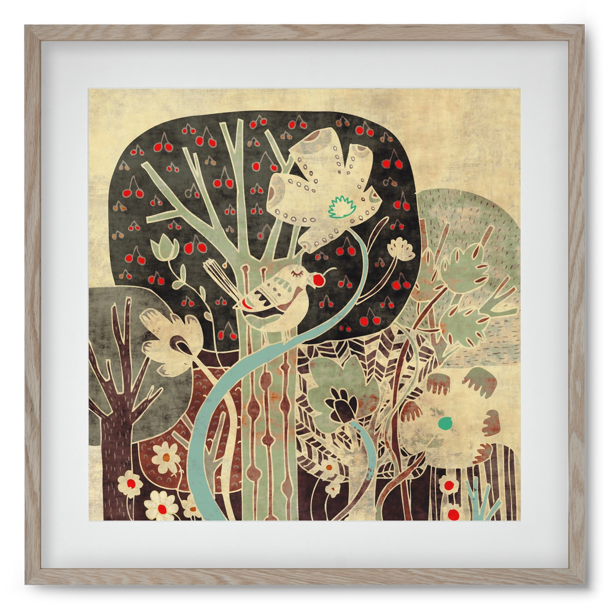 Erdő, 50x50 cm (40x40 cm), Tölgy keret, paszpartuval