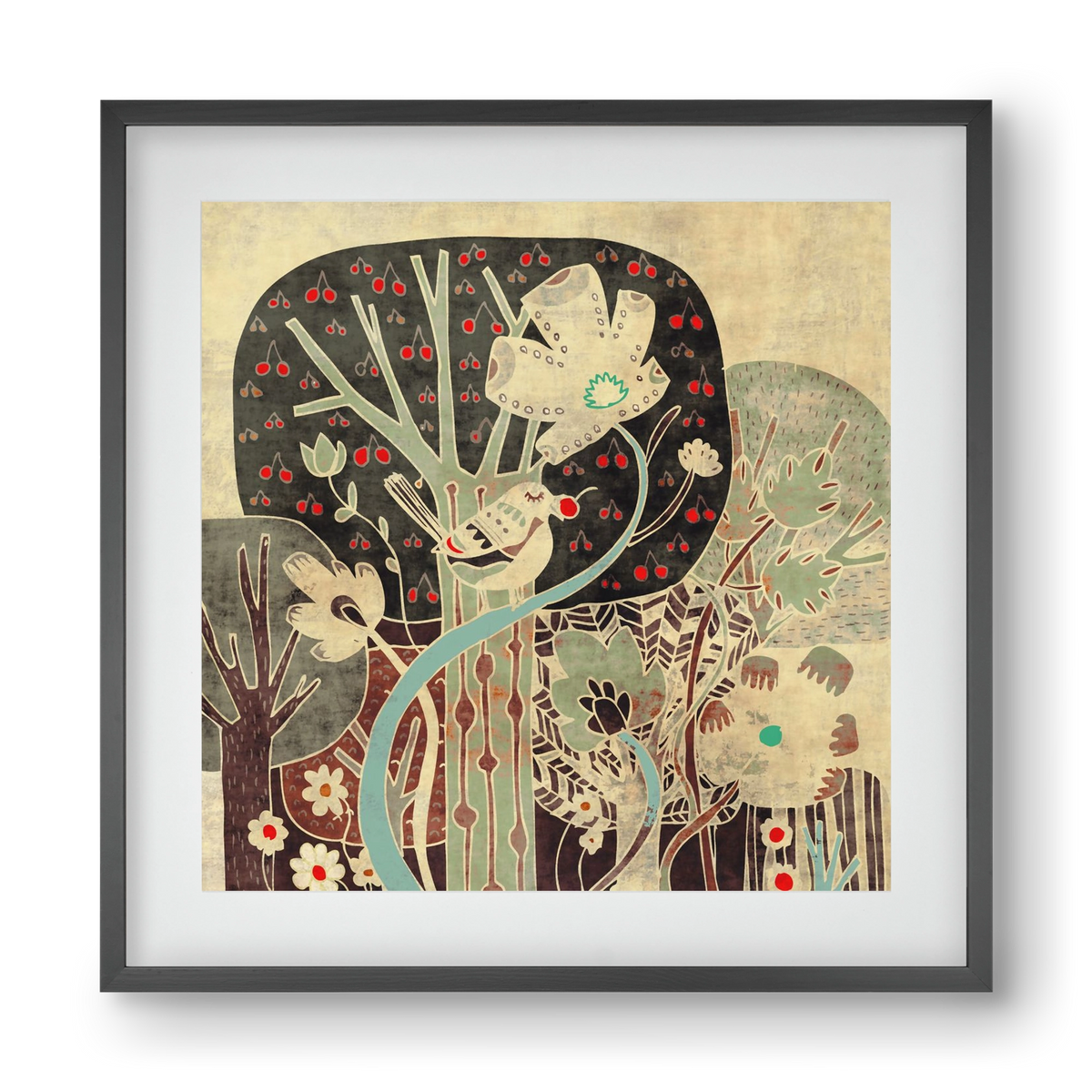 Erdő, 40x40 cm (30x30 cm), Fekete keret, paszpartuval