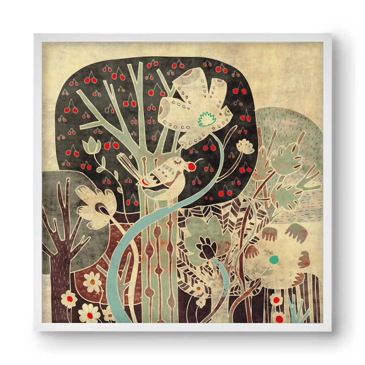 Erdő, 40x40 cm (40x40 cm), Fehér keret