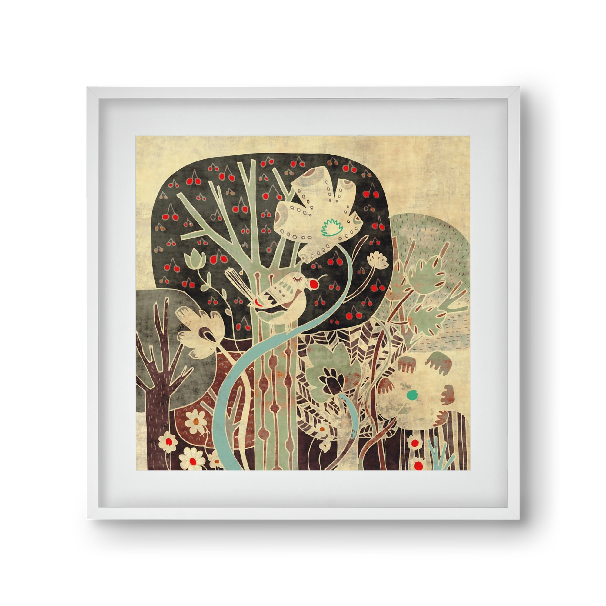 Erdő, 30x30 cm (20x20 cm), Fehér keret, paszpartuval