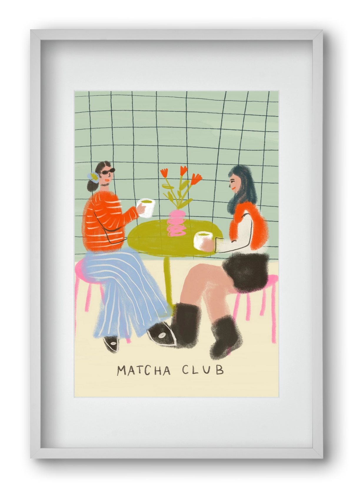 Matcha Club, 40x60 cm (30x45 cm), Fehér keret, paszpartuval