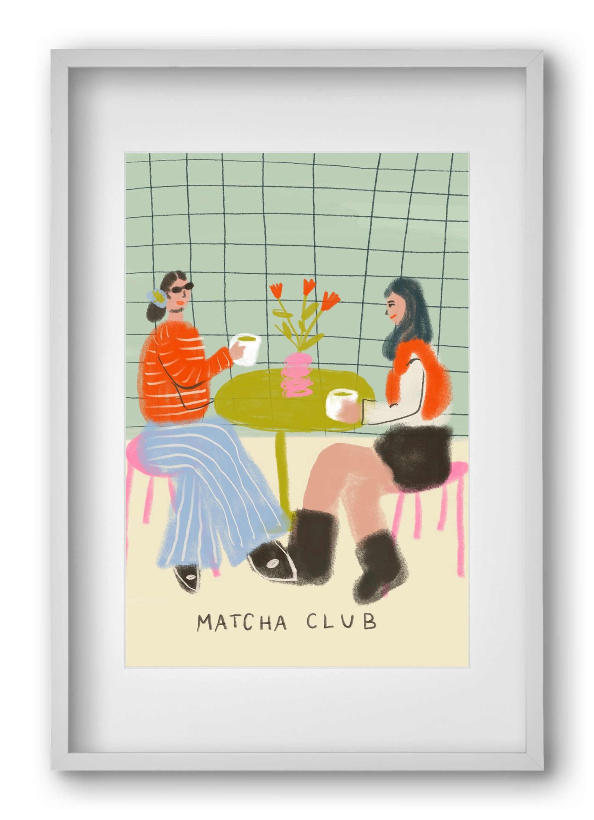 Matcha Club, 40x60 cm (30x45 cm), Fehér keret, paszpartuval