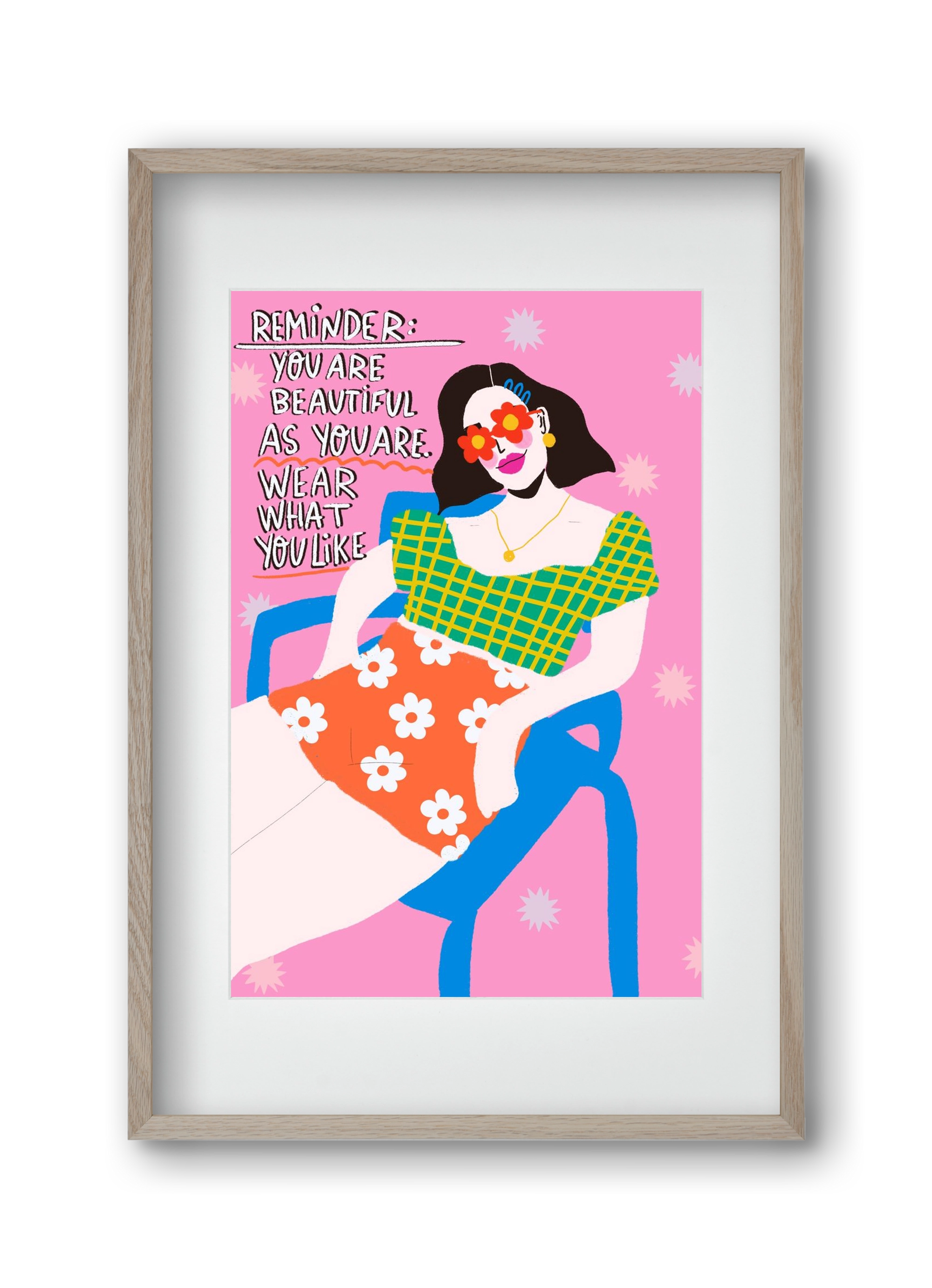 Wear what you like , 30x45 cm (20x30 cm), Tölgy keret, paszpartuval