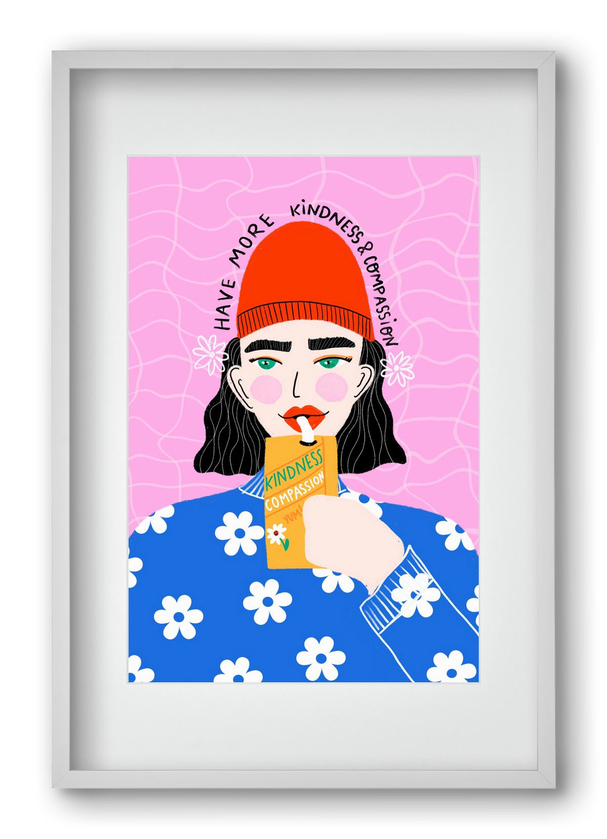 More kindness and compassion , 40x60 cm (30x45 cm), Fehér keret, paszpartuval