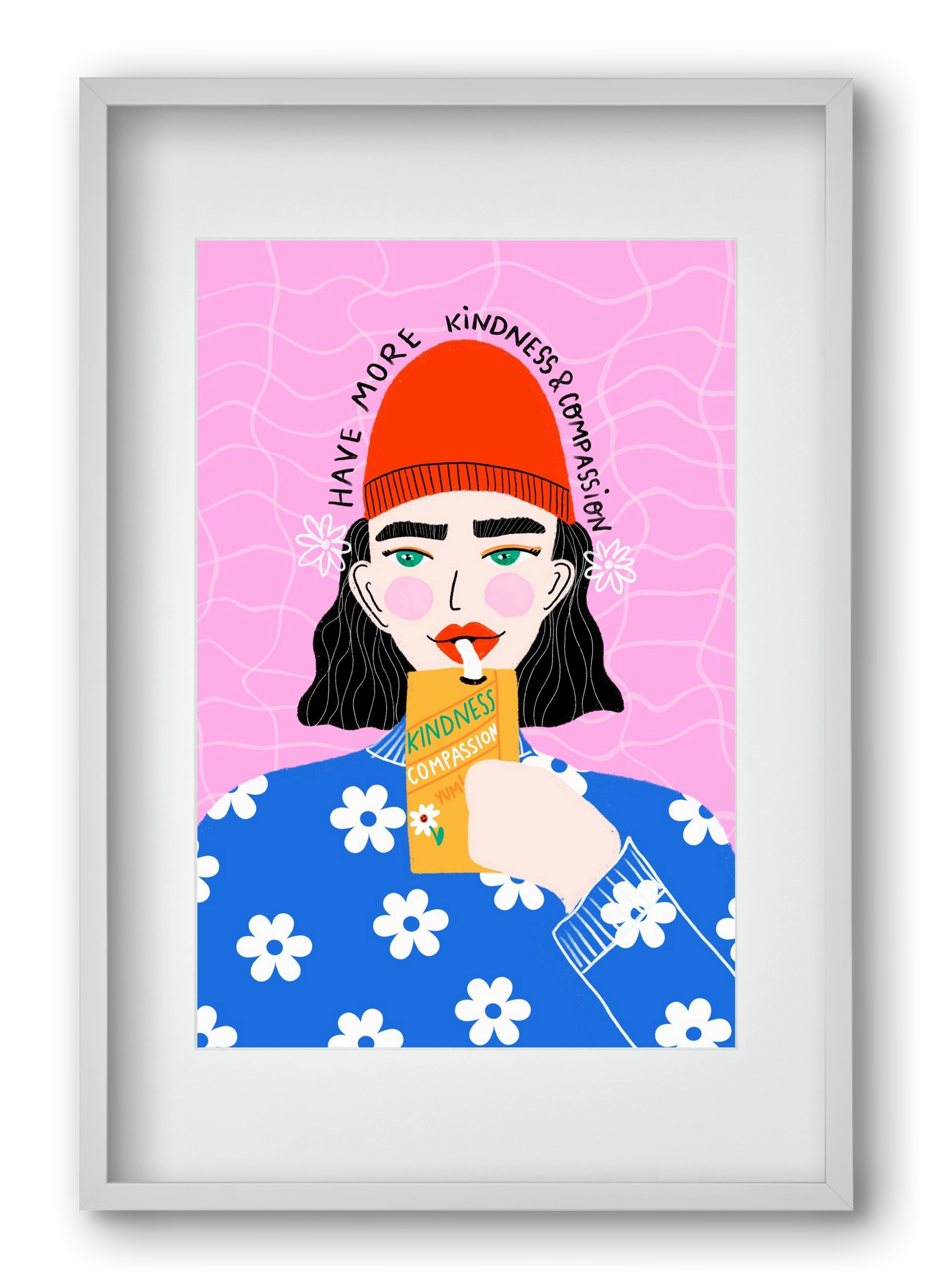 More kindness and compassion , 40x60 cm (30x45 cm), Fehér keret, paszpartuval