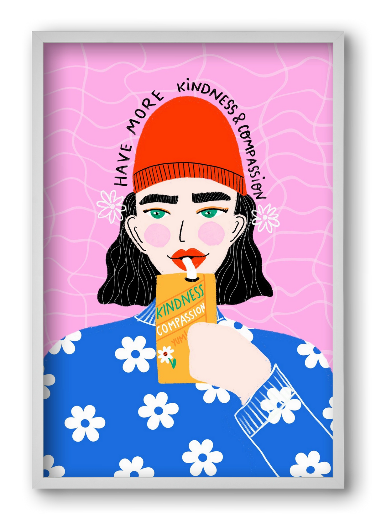 More kindness and compassion , 40x60 cm (40x60 cm), Fehér keret