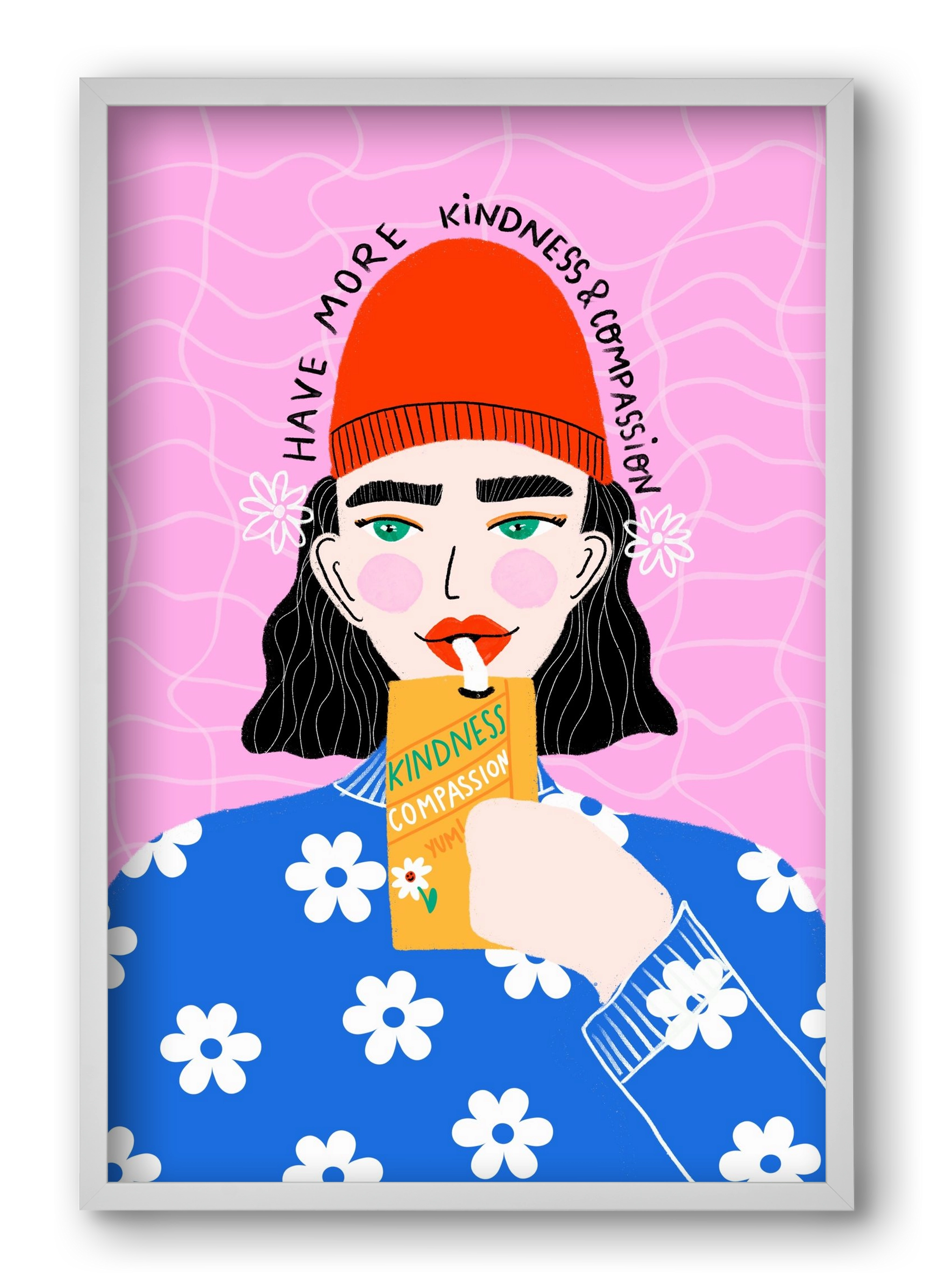 More kindness and compassion , 40x60 cm (40x60 cm), Fehér keret