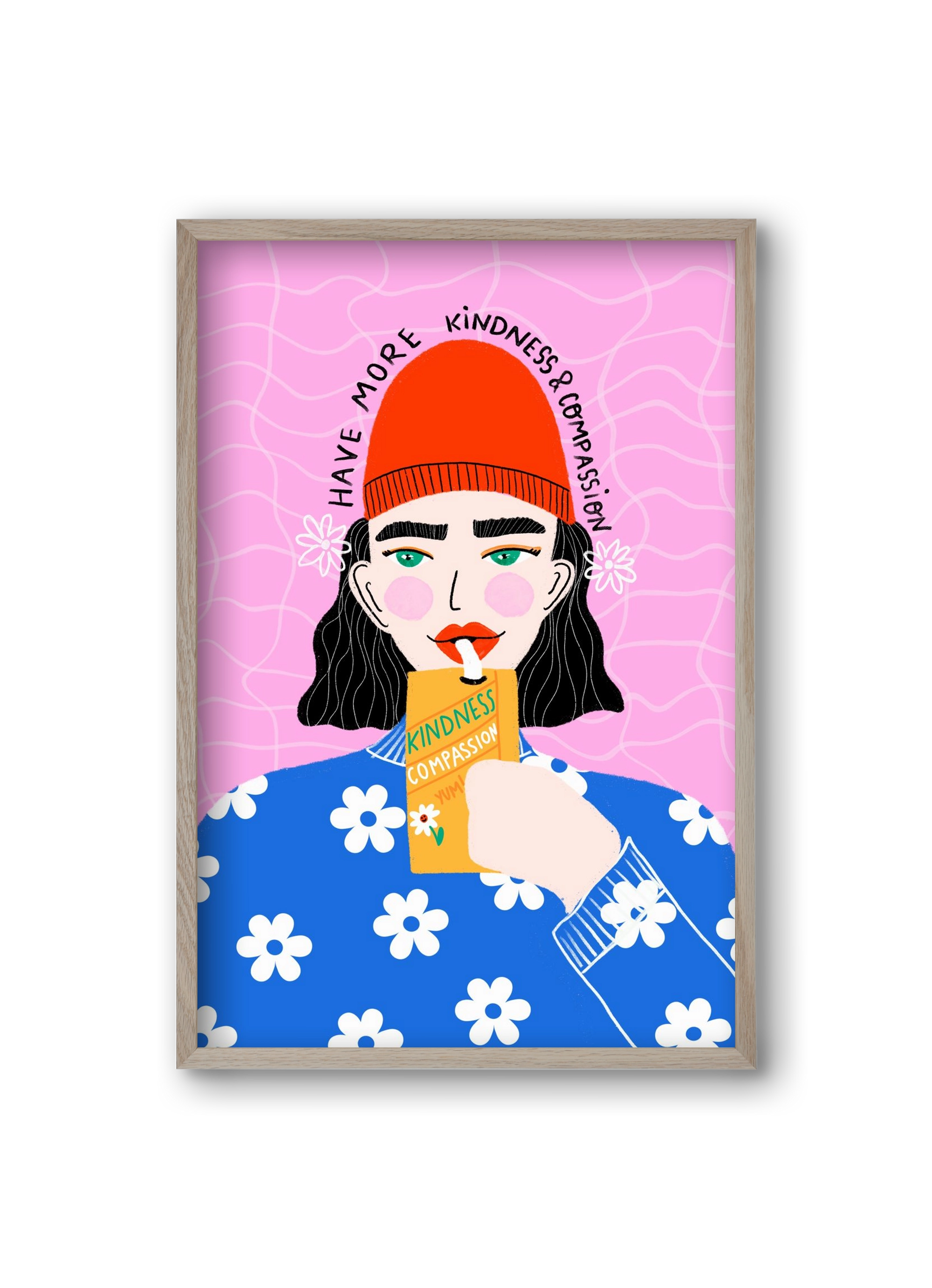 More kindness and compassion , 20x30 cm (20x30 cm), Tölgy keret