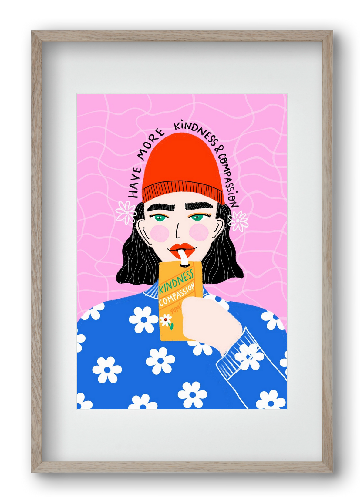 More kindness and compassion , 40x60 cm (30x45 cm), Tölgy keret, paszpartuval