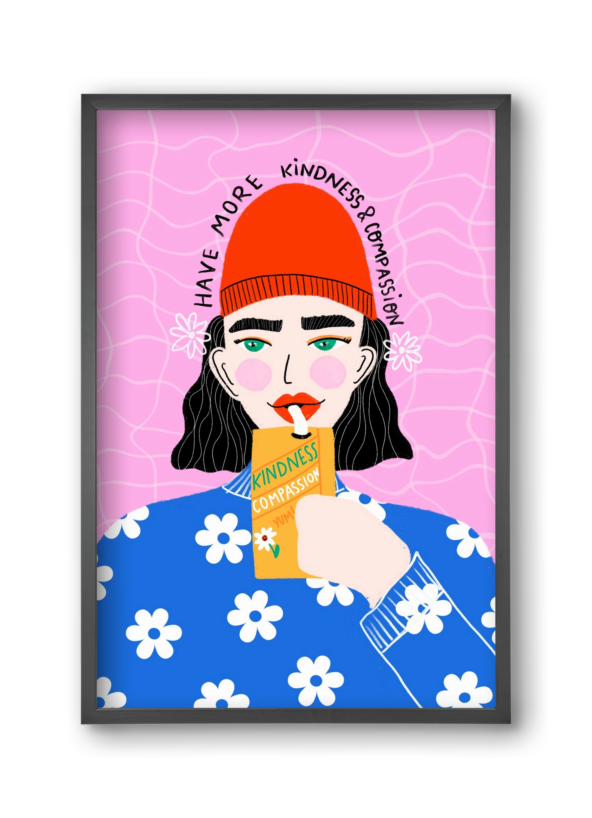 More kindness and compassion , 30x45 cm (30x45 cm), Fekete keret