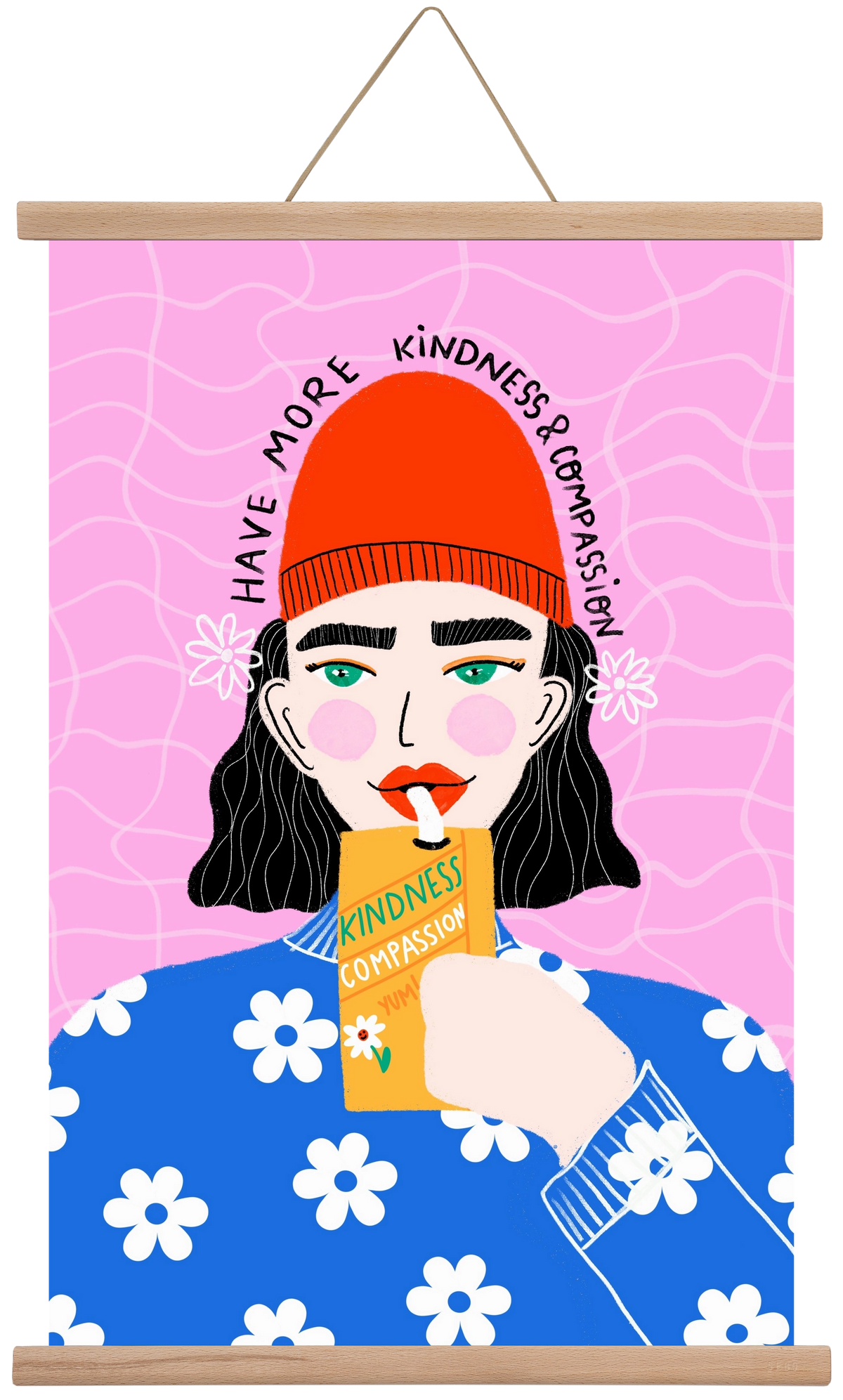 More kindness and compassion , 40x60 cm (40x60 cm), Tölgy akasztó