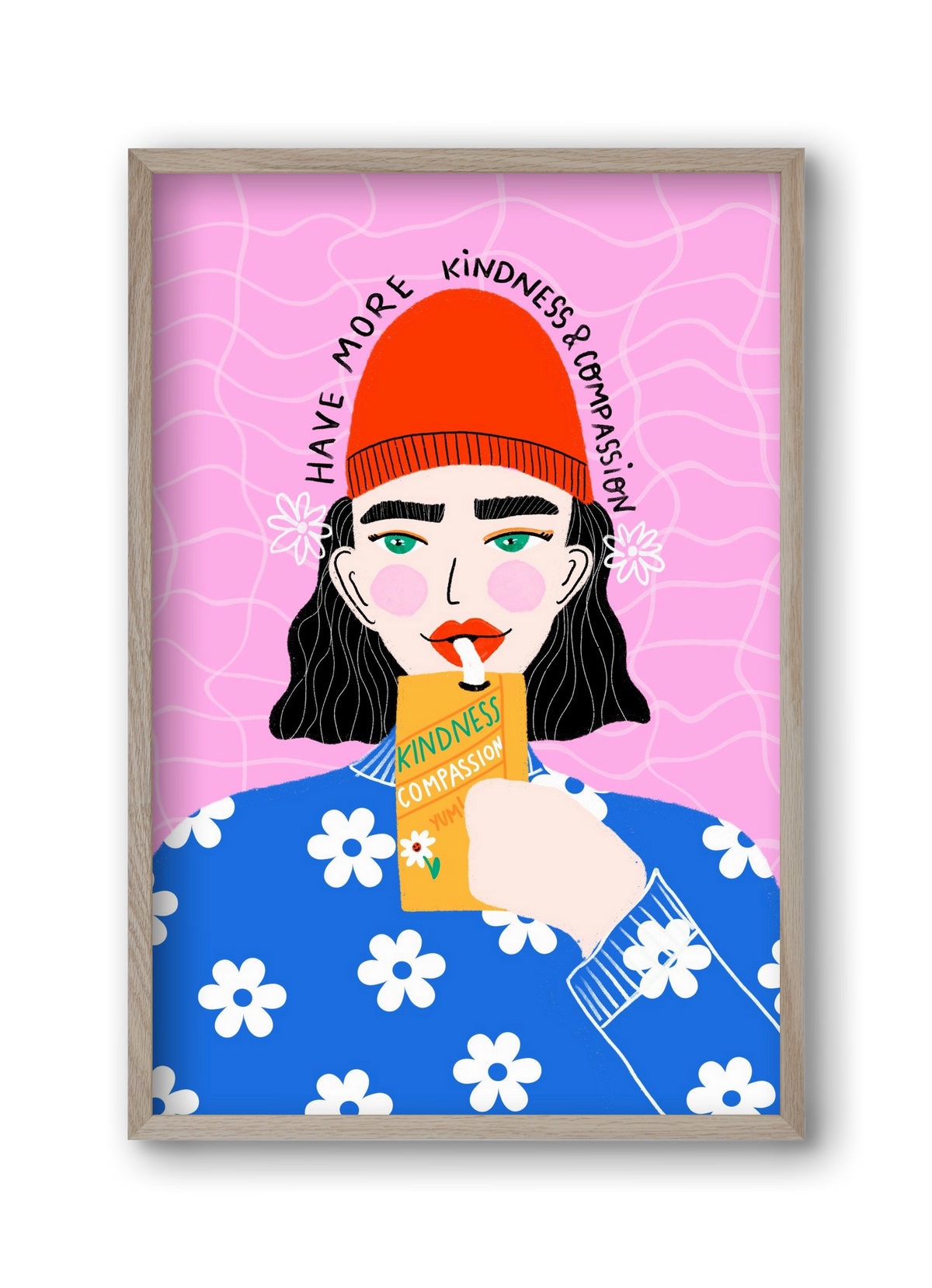 More kindness and compassion , 30x45 cm (30x45 cm), Tölgy keret