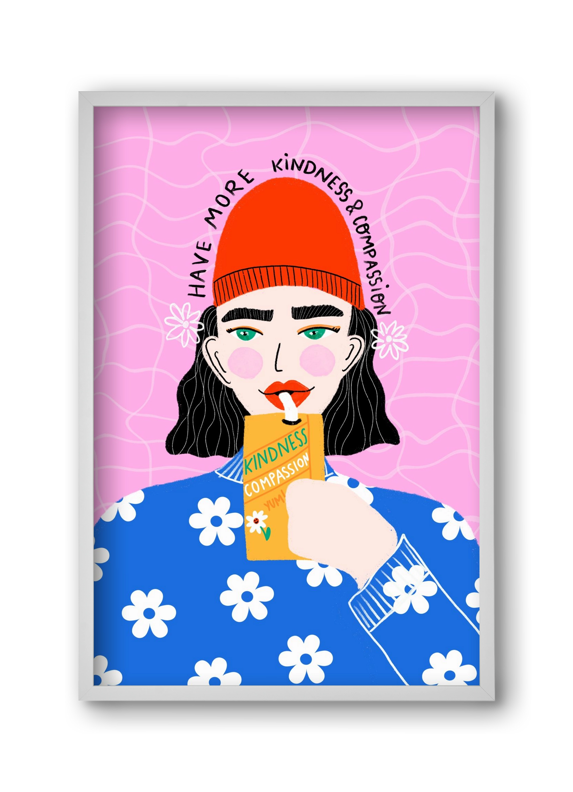 More kindness and compassion , 30x45 cm (30x45 cm), Fehér keret