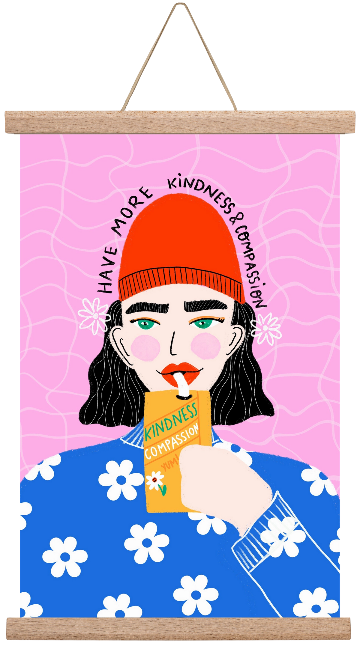 More kindness and compassion , 30x45 cm (30x45 cm), Tölgy akasztó