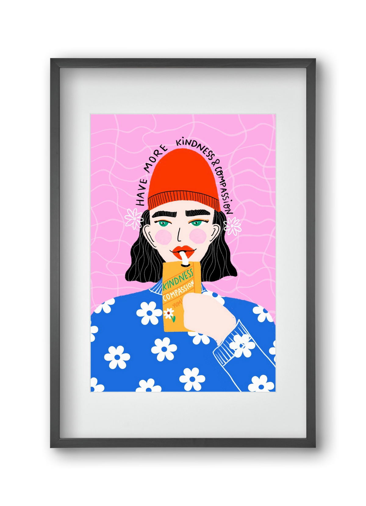 More kindness and compassion , 30x45 cm (20x30 cm), Fekete keret, paszpartuval