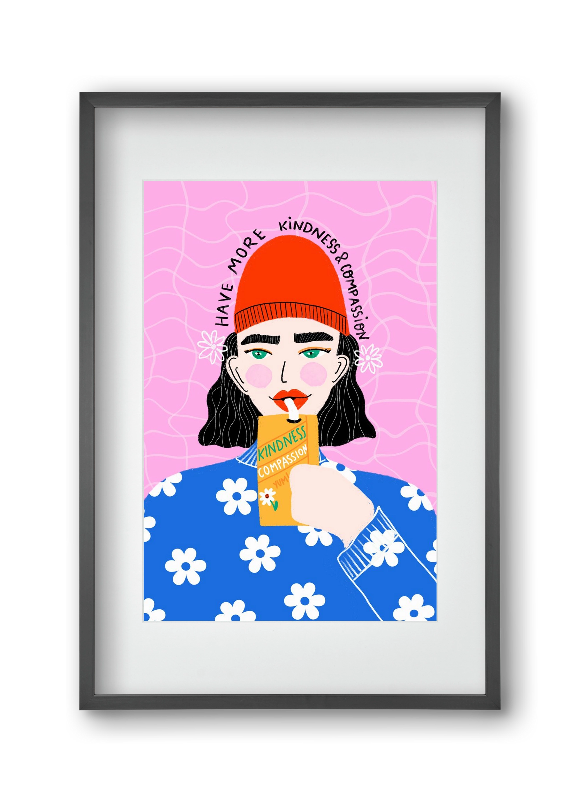 More kindness and compassion , 30x45 cm (20x30 cm), Fekete keret, paszpartuval