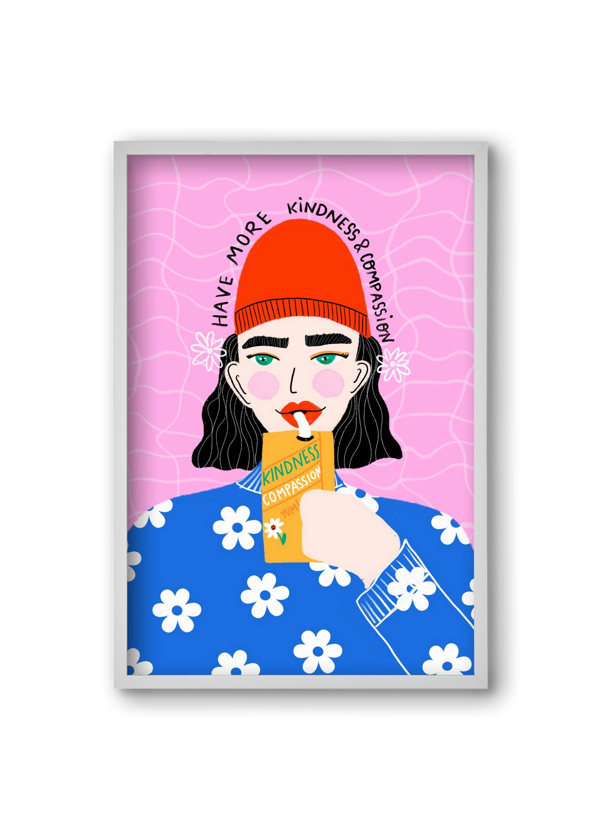 More kindness and compassion , 20x30 cm (20x30 cm), Fehér keret